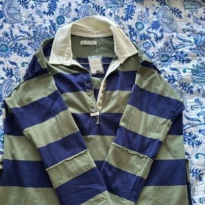 Oversized long sleeve from Free People. Size XS with dark blue and green stripes